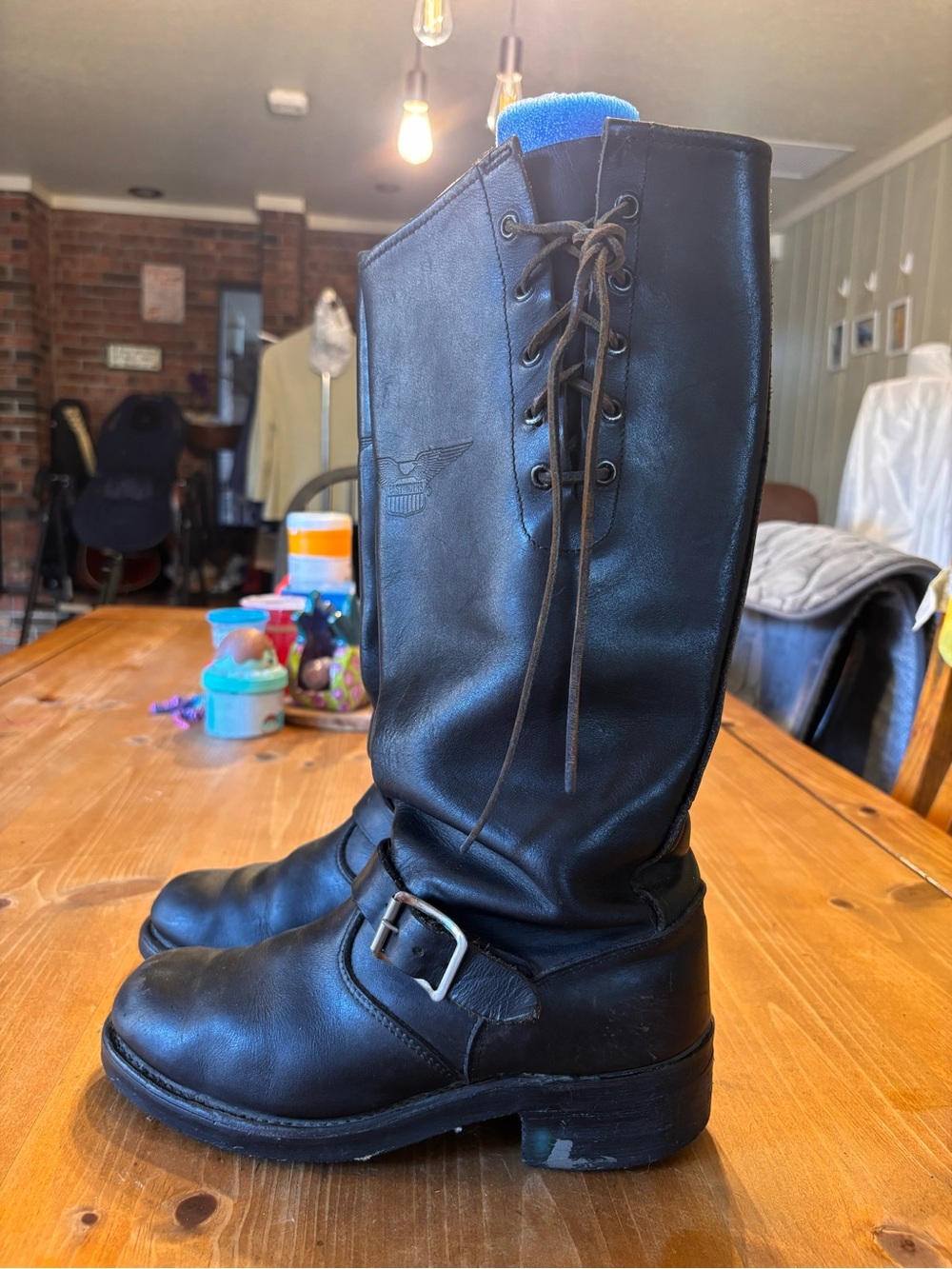 Vintage Chippewa 20242 mens Easy Rider leather biker boots USA black 8.5 - Picture 2 of 10